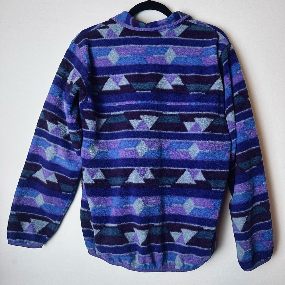 ❗️Patagonia Synchilla Women’s Purple Aztec 80s 1/4 Pullover Size Large Sweater - Picture 8 of 9